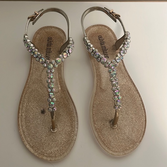 Olivia Miller | Shoes | Olivia Miller Rhinestone Sandals Size 65 | Poshmark
